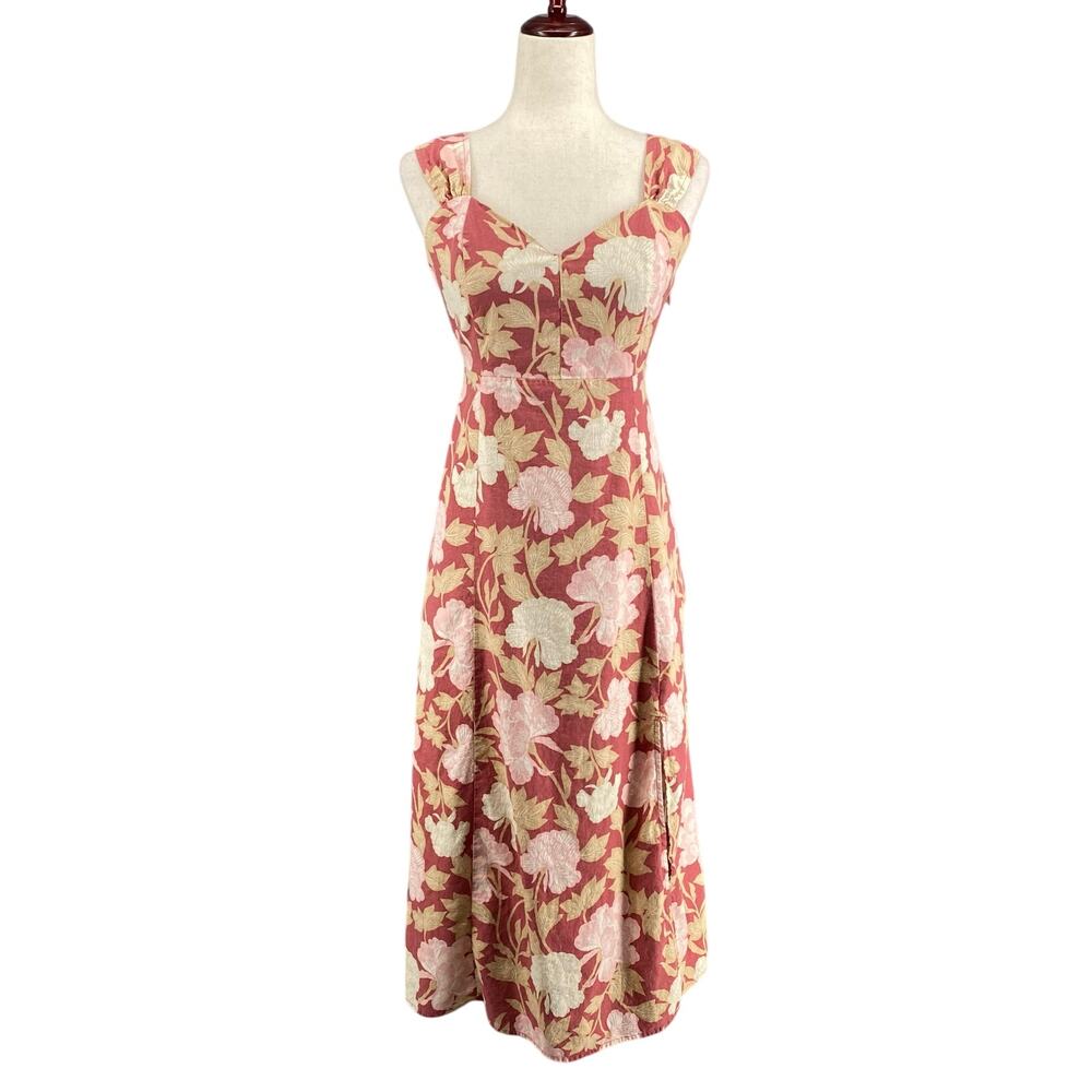Ryegrass Linen Blend Boho Romantic Cottage Maxi Sundress Womens‎ M Pink Floral